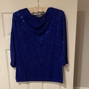Escada Royal Blue Sequin Blouse